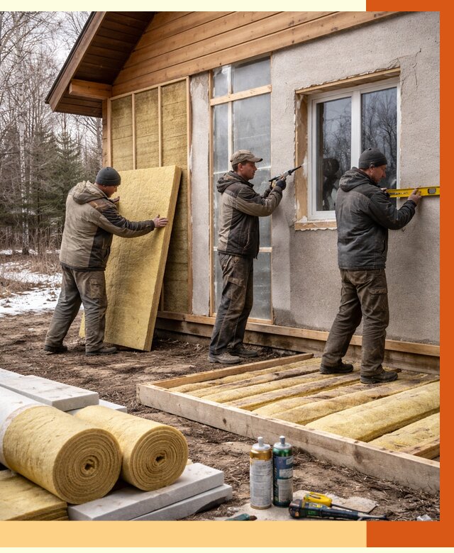 Утепление дачного дома в Карталах от 4955 руб/м2 — недорого | ТепломастерКрт