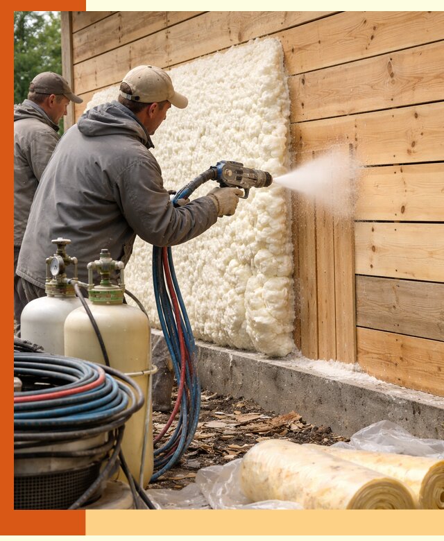 Утепление деревянного дома пенополиуретаном в Карталах