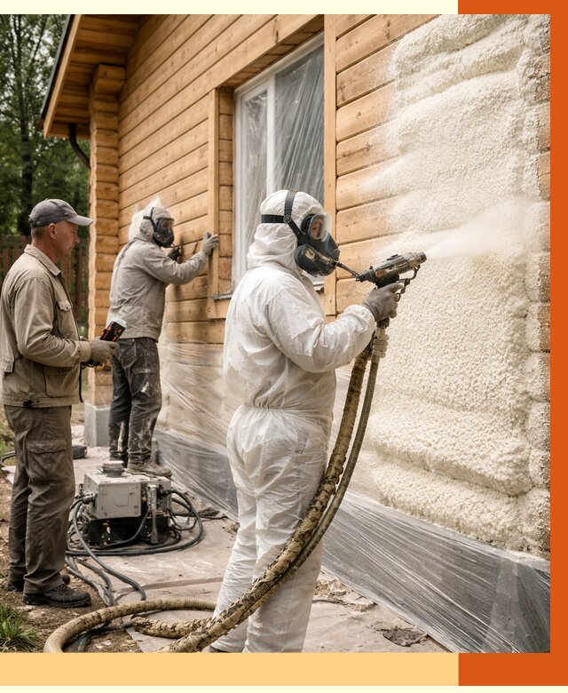 Утепление дома из бруса ППУ в Карталах от 4016 руб/м2 под ключ | ТепломастерКрт