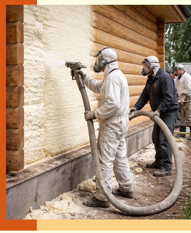 Утепление дома из бруса пенополиуретаном в Карталах