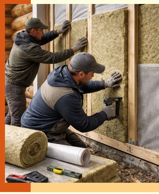 Утепление бревенчатого дома под ключ в Карталах