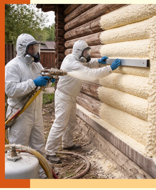 Утепление бревенчатого дома ППУ в Карталах эффективной изоляцией