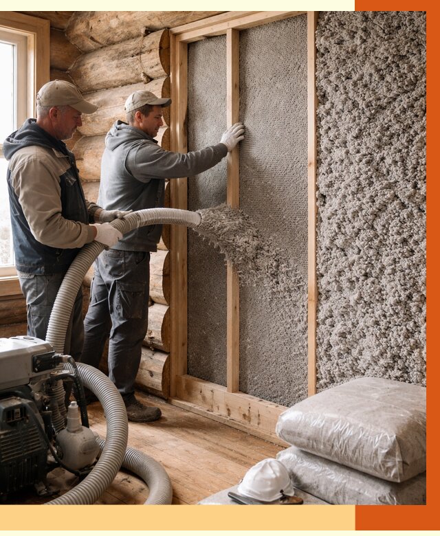 Утепление бревенчатого дома эковатой в Карталах от 2869 руб. | ТепломастерКрт