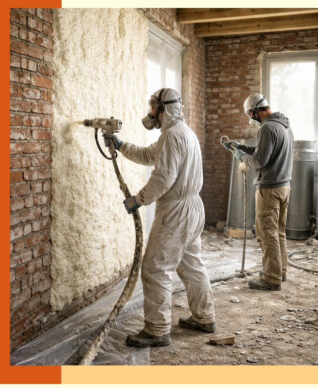 Утепление кирпичного дома пенополиуретаном в Карталах