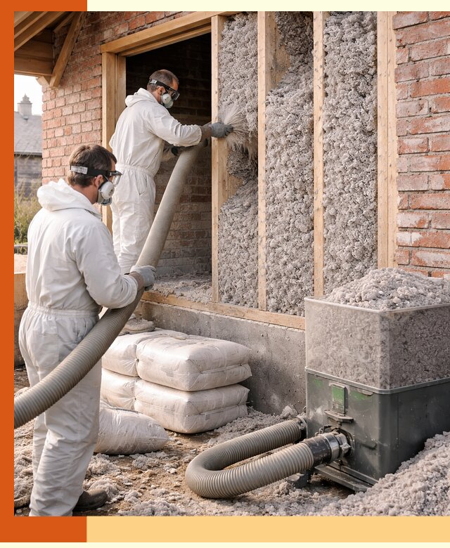 Утепление кирпичного дома эковатой в Карталах