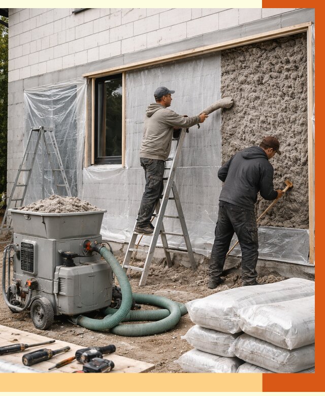 Утепление дома из газобетона эковатой в Карталах от 4694 руб./м2 | ТепломастерКрт