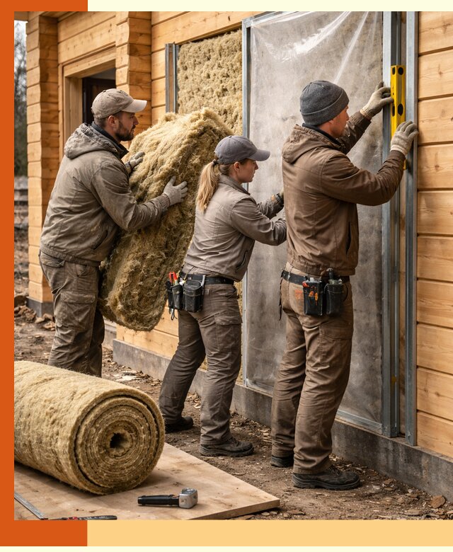 Утепление дома из двойного бруса в Карталах качественно и надёжно