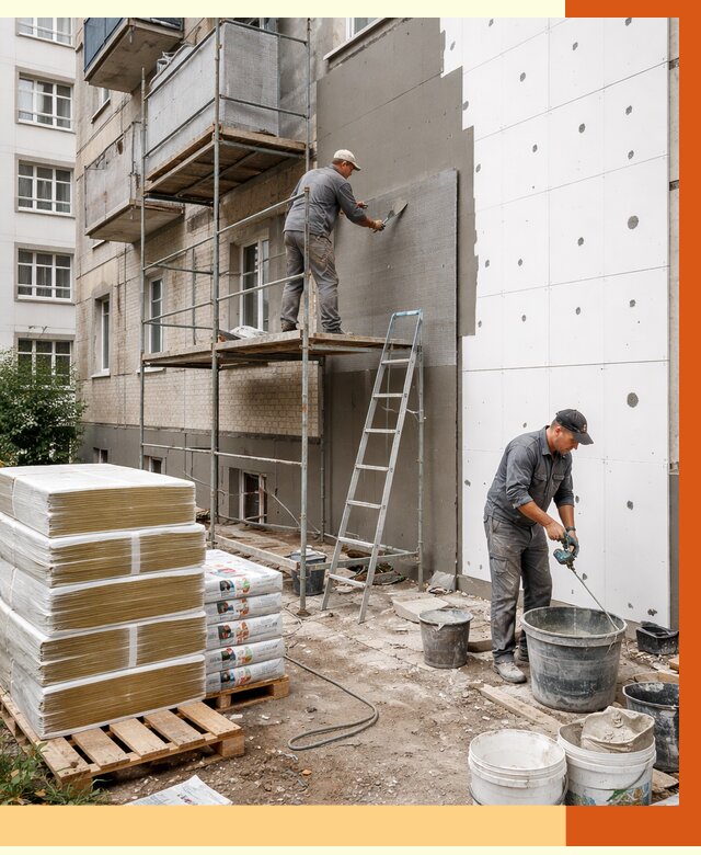 Утепление квартиры снаружи в Карталах от 6415 руб/м2 под ключ | ТепломастерКрт