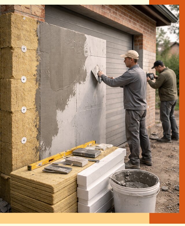 Утепление гаража снаружи в Карталах от 4381 руб. за м2 — наружное утепление под ключ | ТепломастерКрт
