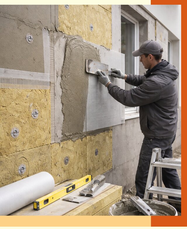 Утепление фасада под штукатурку в Карталах от 4381 руб/м2 — монтаж пенопластом и минватой | ТепломастерКрт