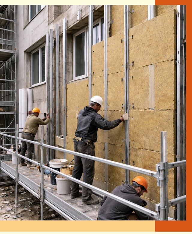 Утепление вентилируемого фасада в Карталах от 5841 руб/м2 — монтаж и утепление вентфасад | ТепломастерКрт