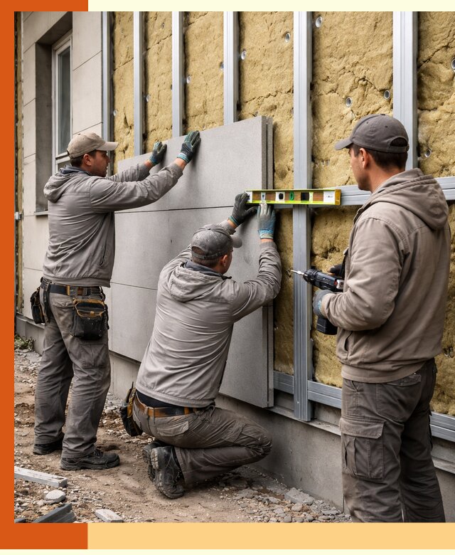 Утепление вентилируемого фасада под ключ в Карталах