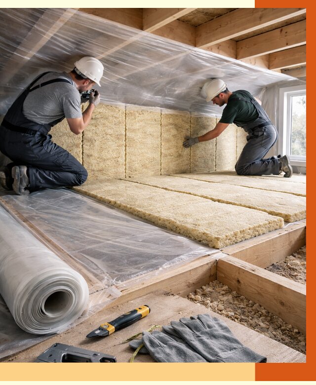 Утепление перекрытий в Карталах от 2973 руб/м2 — утепление межэтажных и чердачных | ТепломастерКрт