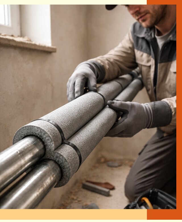 Утепление труб отопления в Карталах от 2973 руб. за м² — услуги под ключ | ТепломастерКрт