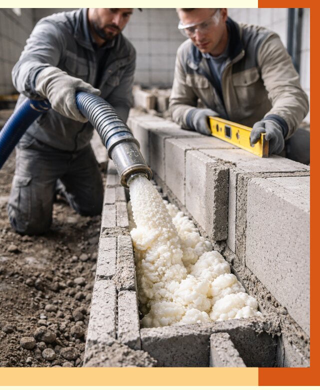 Заполнение колодцевой кладки ППУ в Карталах от 4381 руб. за м2 | ТепломастерКрт