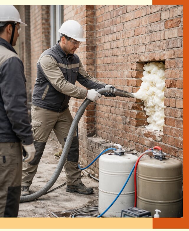 Заливка ППУ в пустоты кирпичной стены в Карталах от 2869 руб. | ТепломастерКрт