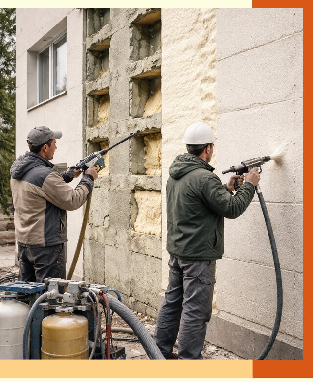 Заполнение пустот фасада в Карталах от 4694 руб. — утепление пустот облицовки | ТепломастерКрт