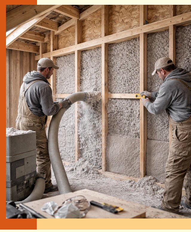 Утепление эковатой стен, потолков и перекрытий в Карталах