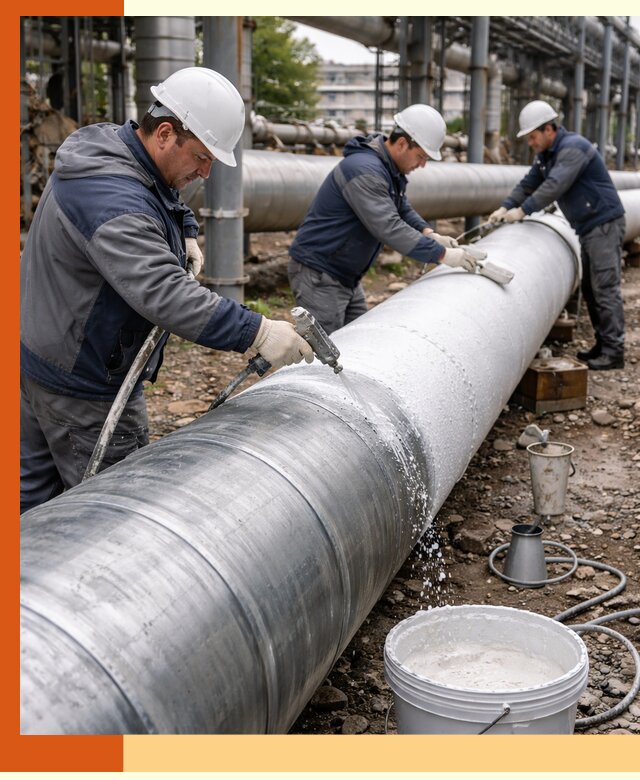 Утепление теплотрассы жидкой теплоизоляцией в Карталах