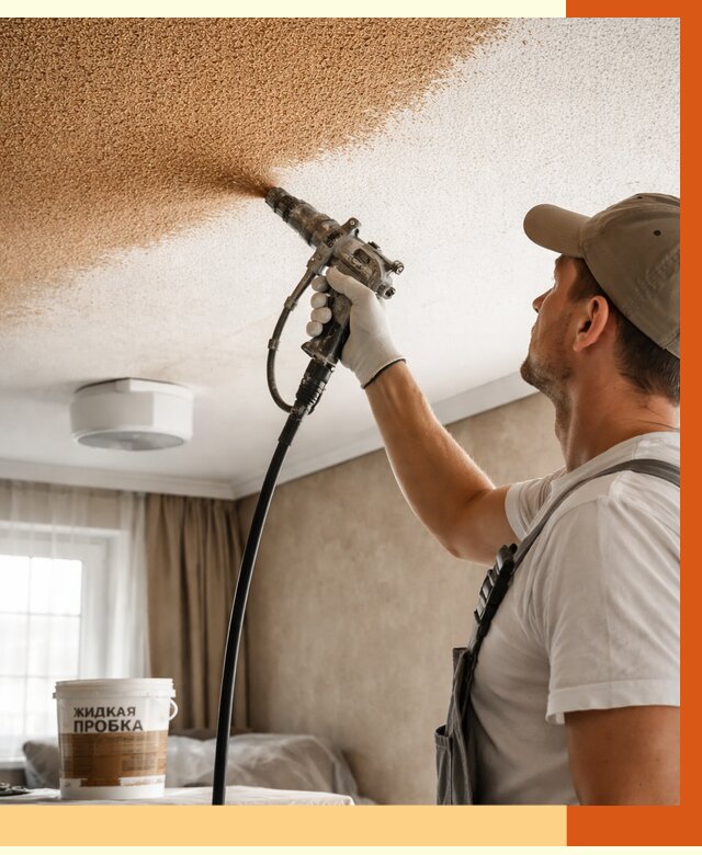 Утепление потолка жидкой пробкой в Карталах от 3651 руб. | ТепломастерКрт