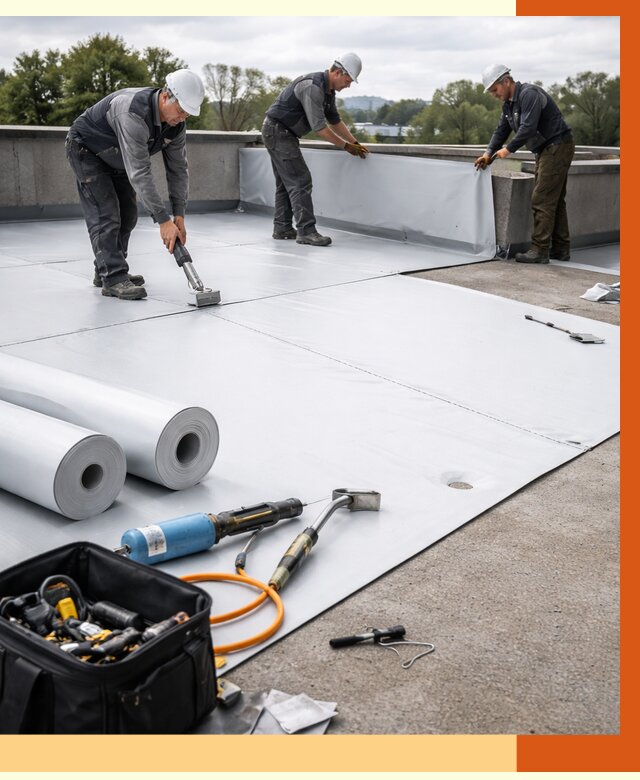 Гидроизоляция мембранной кровли в Карталах от 7823 руб./м² — профессионально | ТепломастерКрт