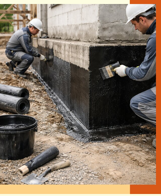Гидроизоляция фундамента в Карталах от 1304 руб. — профессионально, под ключ | ТепломастерКрт