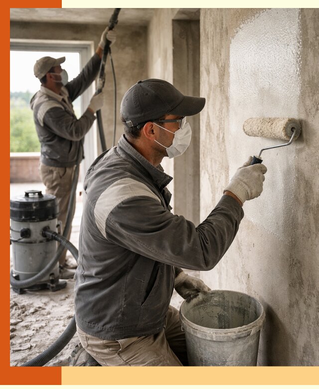 Подготовка поверхности под напыление утеплителя в Карталах