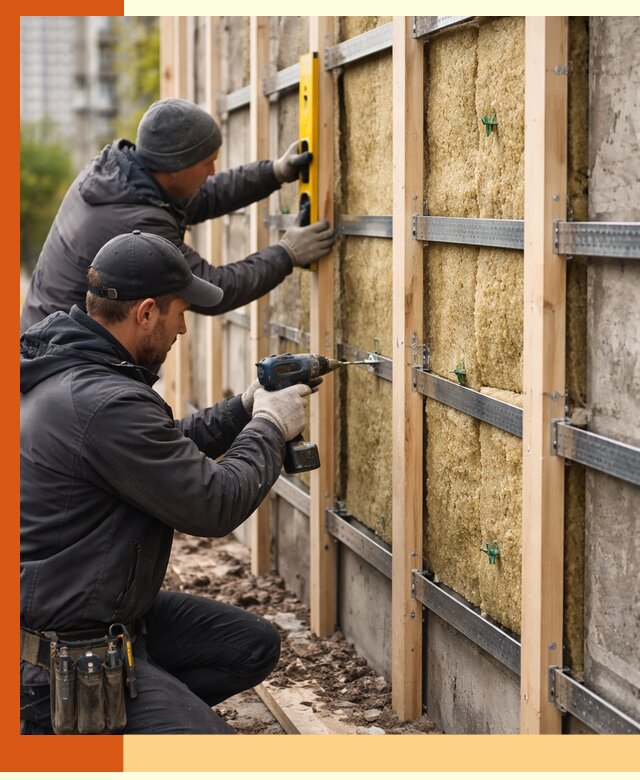 Монтаж обрешетки под утепление зданий и квартир в Карталах